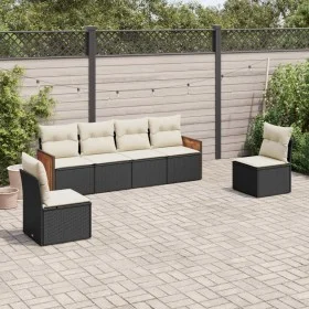 6-teiliges Gartensofa-Set und schwarze synthetische Rattankissen von , Gartensets - Ref: Foro24-3259942, Preis: 358,27 €, Rab...