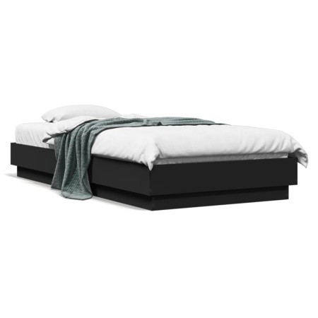 Schwarzer Bettrahmen aus Holzwerkstoff, 90 x 190 cm von , Betten und Lattenroste - Ref: Foro24-839631, Preis: 87,93 €, Rabatt: %