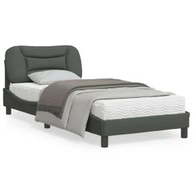 Dark gray fabric bed frame with headboard 90x190 cm by , Beds and slatted bases - Ref: Foro24-3207738, Price: 149,34 €, Disco...