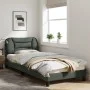 Dark gray fabric bed frame with headboard 90x190 cm by , Beds and slatted bases - Ref: Foro24-3207738, Price: 149,34 €, Disco...