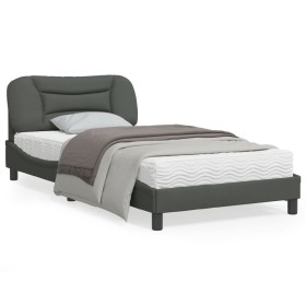 Bed frame with headboard in dark gray fabric 100x200 cm by , Beds and slatted bases - Ref: Foro24-3207752, Price: 140,83 €, D...