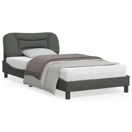 Bed frame with headboard in dark gray fabric 100x200 cm by , Beds and slatted bases - Ref: Foro24-3207752, Price: 145,48 €, D...