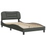 Bed frame with headboard in dark gray fabric 100x200 cm by , Beds and slatted bases - Ref: Foro24-3207752, Price: 140,83 €, D...