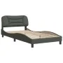 Bed frame with headboard in dark gray fabric 100x200 cm by , Beds and slatted bases - Ref: Foro24-3207752, Price: 145,48 €, D...
