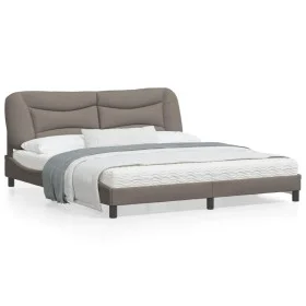 Bed frame with headboard in taupe gray fabric 180x200 cm by , Beds and slatted bases - Ref: Foro24-3207790, Price: 258,40 €, ...