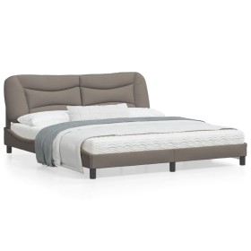 Bettgestell mit Kopfteil aus taupegrauem Stoff 180x200 cm von , Betten und Lattenroste - Ref: Foro24-3207790, Preis: 246,56 €...