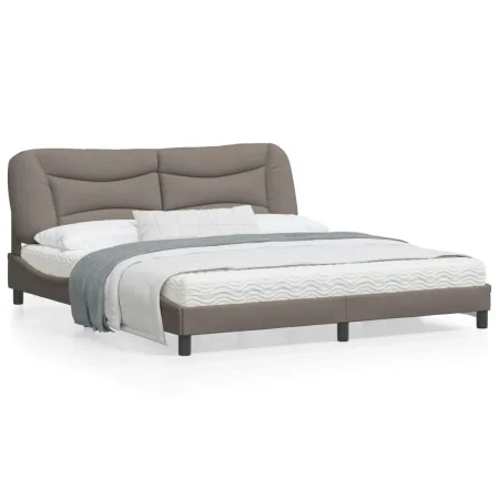 Bed frame with headboard in taupe gray fabric 180x200 cm by , Beds and slatted bases - Ref: Foro24-3207790, Price: 258,40 €, ...
