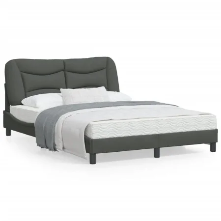 Bed frame with headboard in dark gray fabric 140x200 cm by , Beds and slatted bases - Ref: Foro24-3207773, Price: 208,80 €, D...