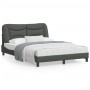 Bed frame with headboard in dark gray fabric 140x200 cm by , Beds and slatted bases - Ref: Foro24-3207773, Price: 201,45 €, D...