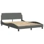 Bed frame with headboard in dark gray fabric 140x200 cm by , Beds and slatted bases - Ref: Foro24-3207773, Price: 208,80 €, D...