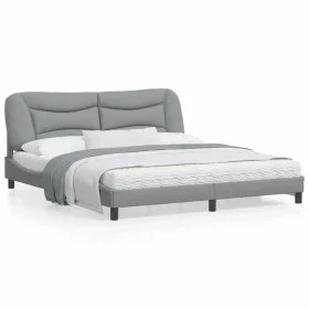 Bed frame with headboard light gray fabric 180x200 cm by , Beds and slatted bases - Ref: Foro24-3207786, Price: 234,43 €, Dis...
