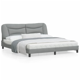 Bettgestell mit Kopfteil aus hellgrauem Stoff 180x200 cm von , Betten und Lattenroste - Ref: Foro24-3207786, Preis: 238,72 €,...