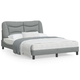 Hellgrauer Stoffbettrahmen mit Kopfteil 140x190 cm von , Betten und Lattenroste - Ref: Foro24-3207765, Preis: 202,49 €, Rabat...