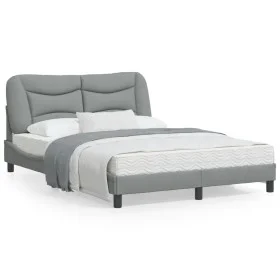 Light gray fabric bed frame with headboard 140x190 cm by , Beds and slatted bases - Ref: Foro24-3207765, Price: 197,76 €, Dis...