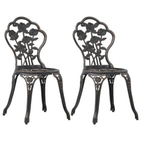 Bistro-Gartenstühle, 2 Stück, Aluminiumguss, bronzefarben von vidaXL, Gartenstühle - Ref: Foro24-47862, Preis: 152,84 €, Raba...