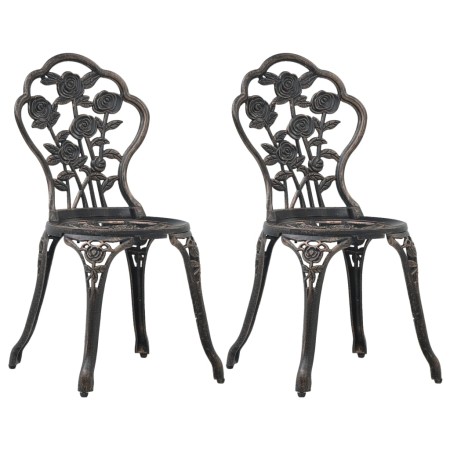 Bistro-Gartenstühle, 2 Stück, Aluminiumguss, bronzefarben von vidaXL, Gartenstühle - Ref: Foro24-47862, Preis: 152,84 €, Raba...