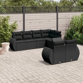 Set de comedor de jardín 7 pzas y cojines ratán sintético negro de , Conjuntos de jardín - Ref: Foro24-3253942, Precio: 526,6...