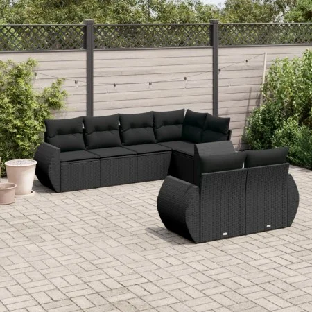 7-piece garden dining set and black synthetic rattan cushions by , Garden sets - Ref: Foro24-3253942, Price: 512,34 €, Discou...