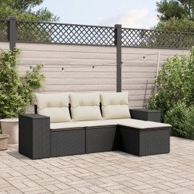 4-teilige Gartensofagarnitur mit schwarzen synthetischen Rattankissen von , Gartensets - Ref: Foro24-3254803, Preis: 264,80 €...