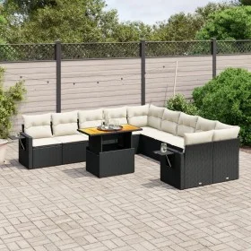 Set de sofás de jardín 11 pzas y cojines ratán sintético negro de , Conjuntos de jardín - Ref: Foro24-3271945, Precio: 683,41...