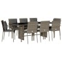 Garten-Essgruppe 9-teilig und graue synthetische Rattankissen von , Gartensets - Ref: Foro24-3213493, Preis: 689,13 €, Rabatt: %