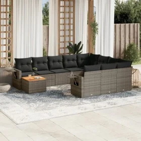 11-teilige Gartensofagarnitur und graue synthetische Rattankissen von , Modulare Sofas für den Außenbereich - Ref: Foro24-322...