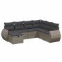 Set de sofás de jardín 7 piezas con cojines ratán PE gris de , Conjuntos de jardín - Ref: Foro24-3264146, Precio: 439,28 €, D...
