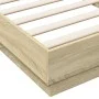 Sonoma oak engineered wood bed frame 90x200 cm by , Beds and slatted bases - Ref: Foro24-839604, Price: 86,02 €, Discount: %