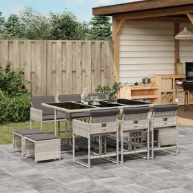 Garden dining set 11 pieces and gray synthetic rattan cushions by , Garden sets - Ref: Foro24-3211331, Price: 566,95 €, Disco...