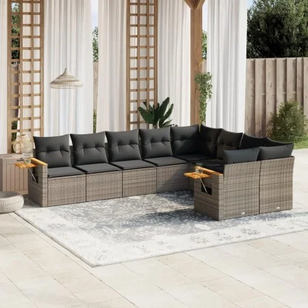 9-teiliges Gartenmöbel-Set und graue synthetische Rattankissen von , Gartensets - Ref: Foro24-3227145, Preis: 547,79 €, Rabat...