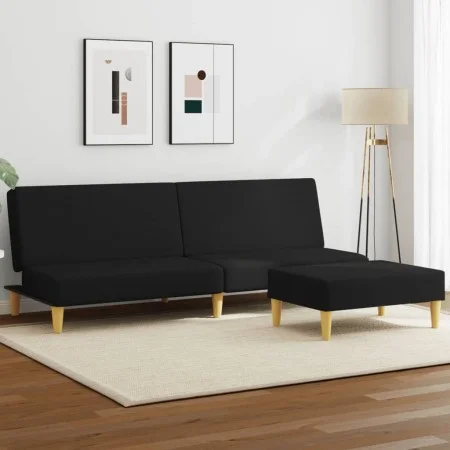 2-Sitzer-Schlafsofa mit schwarzem Stoffhocker von , Sofas - Ref: Foro24-3216226, Preis: 301,16 €, Rabatt: %
