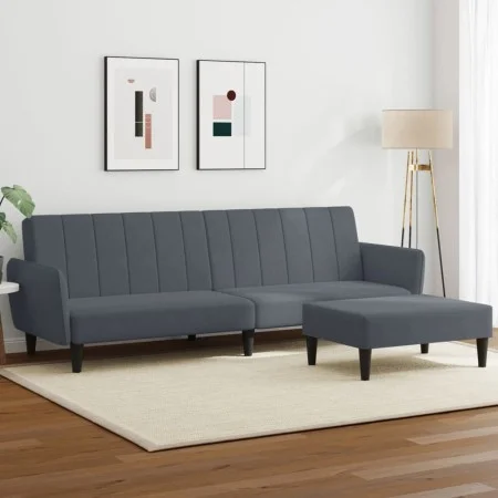 2-Sitzer-Schlafsofa mit dunkelgrauem Samthocker von , Sofas - Ref: Foro24-3216251, Preis: 319,50 €, Rabatt: %