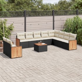 11-piece garden sofa set and black synthetic rattan cushions by , Garden sets - Ref: Foro24-3227799, Price: 624,75 €, Discoun...