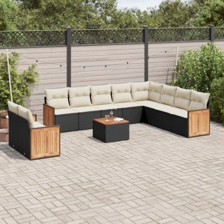11-teiliges Gartensofa-Set und schwarze synthetische Rattankissen von , Gartensets - Ref: Foro24-3227799, Preis: 659,24 €, Ra...