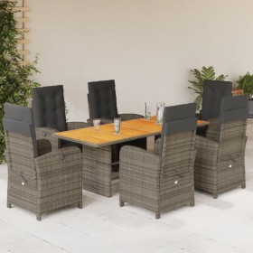 Garden dining set 7 pieces and gray synthetic rattan cushions by , Garden sets - Ref: Foro24-3212506, Price: 954,00 €, Discou...