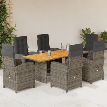 Garden dining set 7 pieces and gray synthetic rattan cushions by , Garden sets - Ref: Foro24-3212506, Price: 993,91 €, Discou...