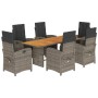 Garden dining set 7 pieces and gray synthetic rattan cushions by , Garden sets - Ref: Foro24-3212506, Price: 900,93 €, Discou...
