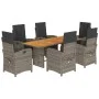 Garden dining set 7 pieces and gray synthetic rattan cushions by , Garden sets - Ref: Foro24-3212506, Price: 993,91 €, Discou...