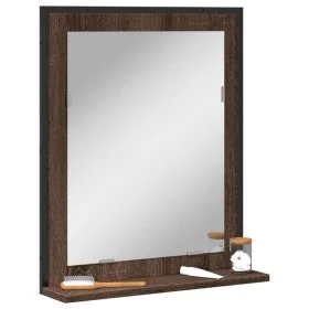Espejo de baño con estante madera ingeniería marrón 50x12x60 cm de , Tocadores - Ref: Foro24-842420, Precio: 38,10 €, Descuen...