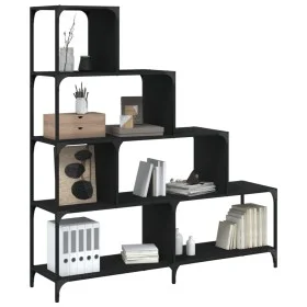 Bookcase with 4 steps in black engineered wood 139x33.5x149 cm by , Bookcases and shelves - Ref: Foro24-842476, Price: 124,65...