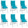 Cojines para silla con respaldo alto 6 uds tela Oxford turquesa