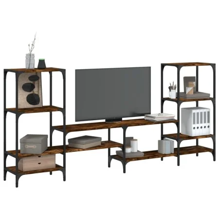 Mueble de TV madera ingeniería roble ahumado 206,5x28,5x95 cm de , Muebles TV - Ref: Foro24-842483, Precio: 91,28 €, Descuent...
