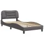 Bed frame with headboard gray synthetic leather 90x190 cm by , Beds and slatted bases - Ref: Foro24-3207970, Price: 152,59 €,...