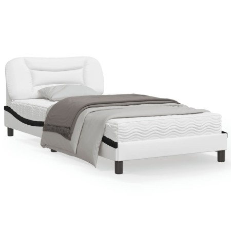 Bettgestell mit schwarz-weißem Kopfteil aus Kunstleder von , Betten und Lattenroste - Ref: Foro24-3207987, Preis: 157,43 €, R...