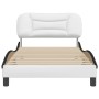 Bed frame with black and white synthetic leather headboard by , Beds and slatted bases - Ref: Foro24-3207987, Price: 157,43 €...