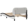 Bed frame with black and white synthetic leather headboard by , Beds and slatted bases - Ref: Foro24-3207987, Price: 157,43 €...