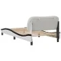 Bed frame with black and white synthetic leather headboard by , Beds and slatted bases - Ref: Foro24-3207987, Price: 155,23 €...