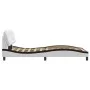 Bed frame with black and white synthetic leather headboard by , Beds and slatted bases - Ref: Foro24-3207987, Price: 155,23 €...