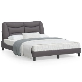 Bed frame with headboard gray synthetic leather 120x200cm by , Beds and slatted bases - Ref: Foro24-3207991, Price: 199,44 €,...