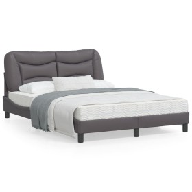 Estructura de cama con cabecero cuero sintético gris 120x200cm